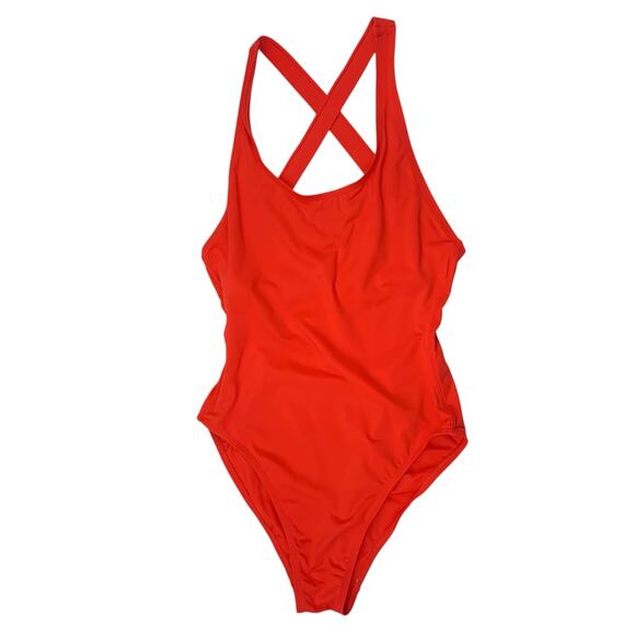 Andie Swim Tulum One Piece Swimsuit Orange Red Cross Strap Women's M - Picture 3 of 10